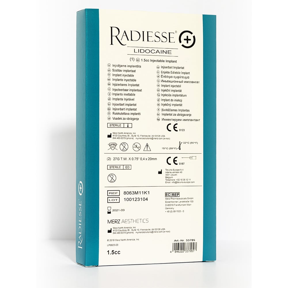 radiesse 15cc lidocaine back